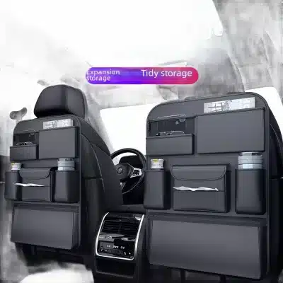 Car Backseat Organizer with Multi-Pocket Storage and PU Leather Kick Mat for Interior Space Management Car Backseat Organizer with Multi-Pocket Storage and PU Leather Kick Mat for Interior Space Management