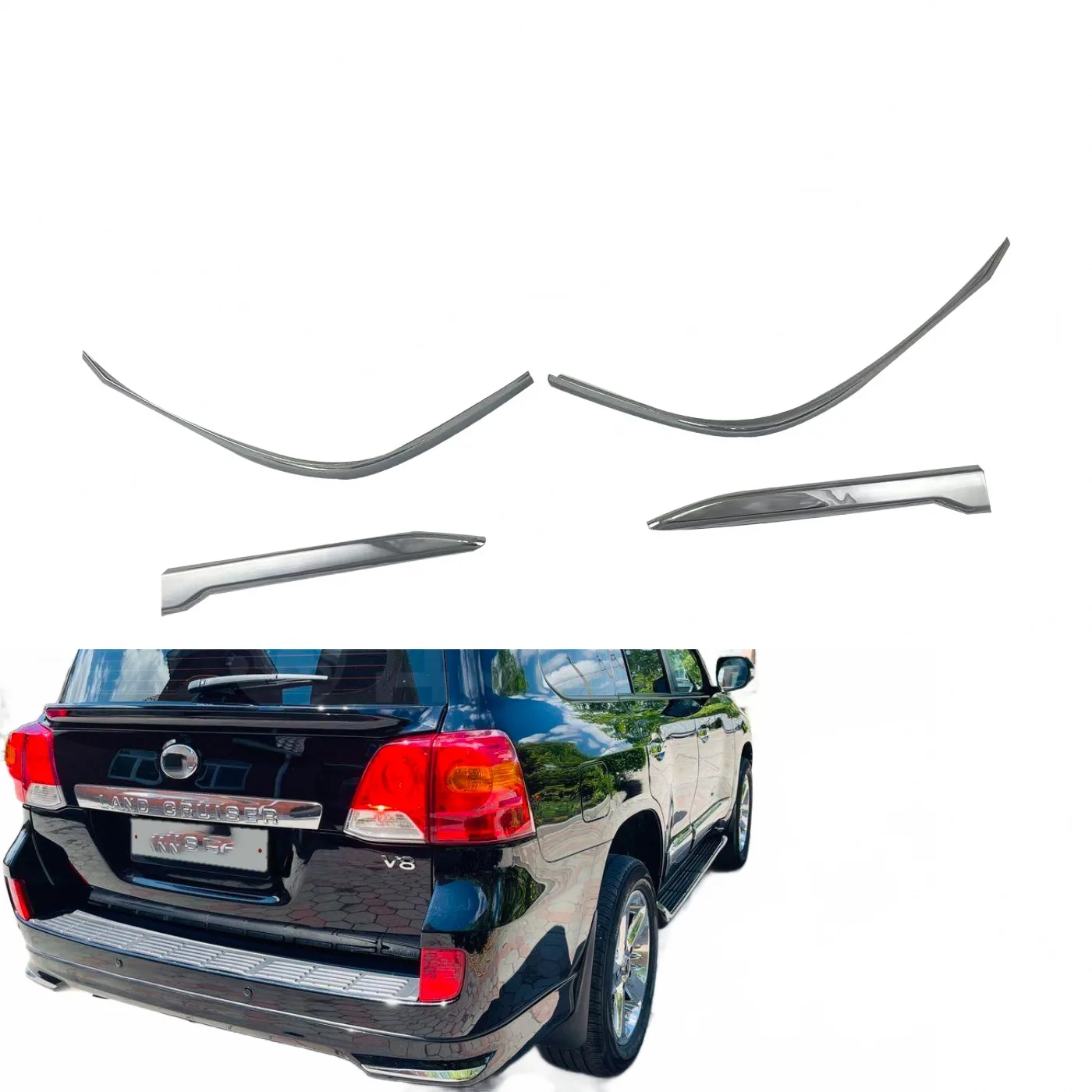 Rear Tail Light Accent Trim Strip Sets for Toyota Land Cruiser FJ200 2012-2015 Chrome Exterior Styling