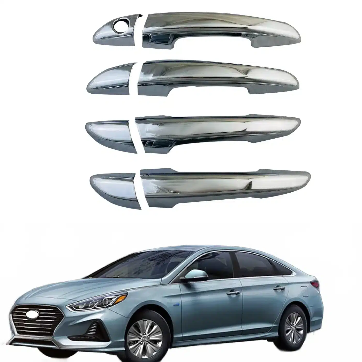 Chrome Exterior Door Handle Cover Trim for 2015-2019 Hyundai Sonata 9th Gen