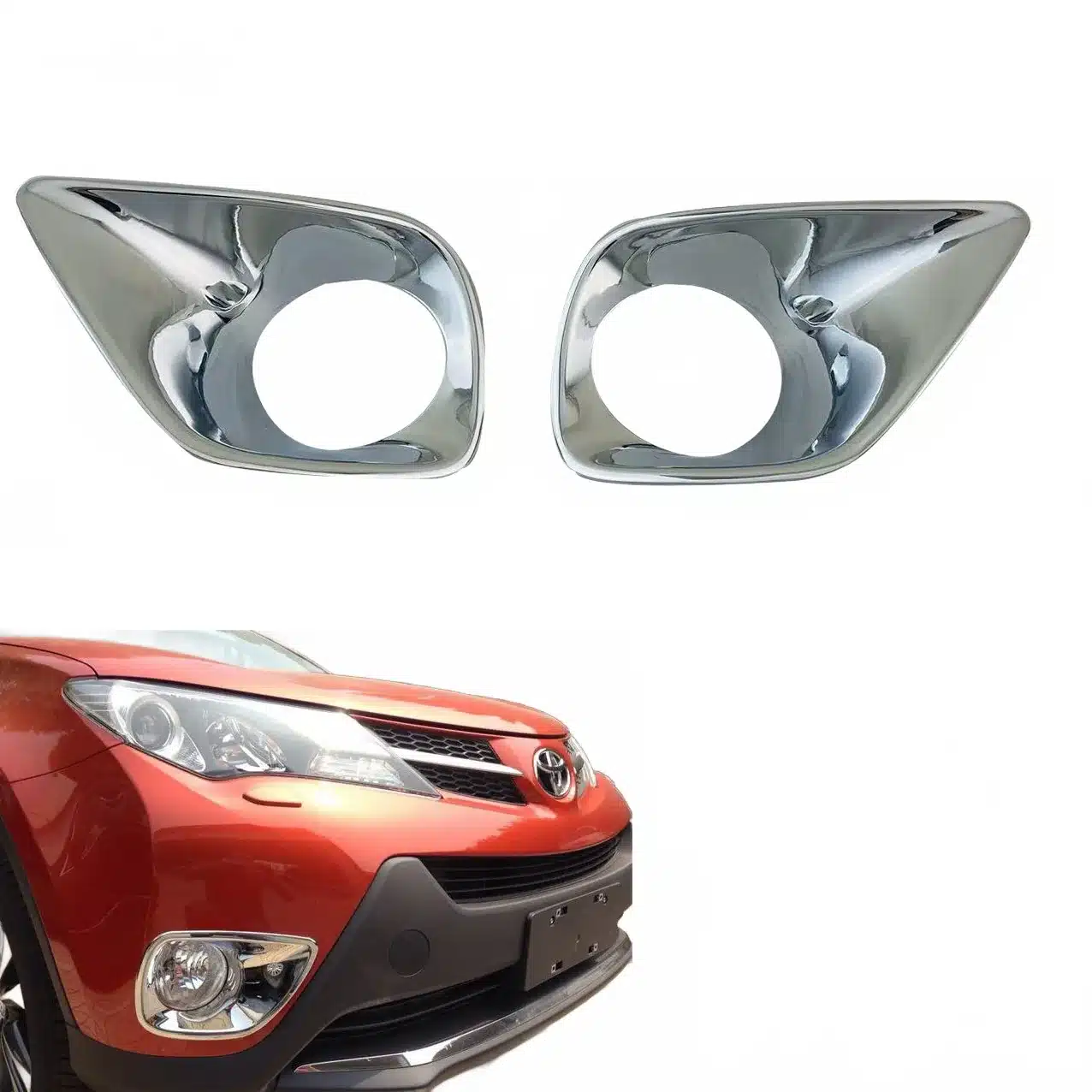 Front Bumper Fog Light Cover and Trim Bezel Compatible for Toyota RAV4 2013-2015