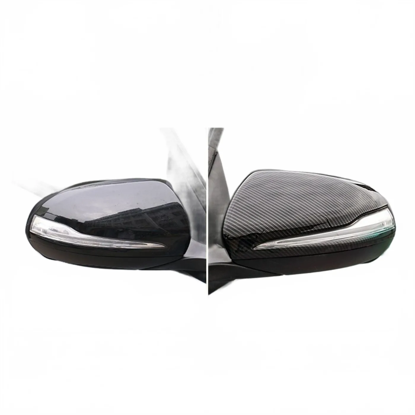 Carbon Fiber Texture Side View Mirror Covers for Mercedes-Benz A B C E Class GLC GLA Left Hand Drive
