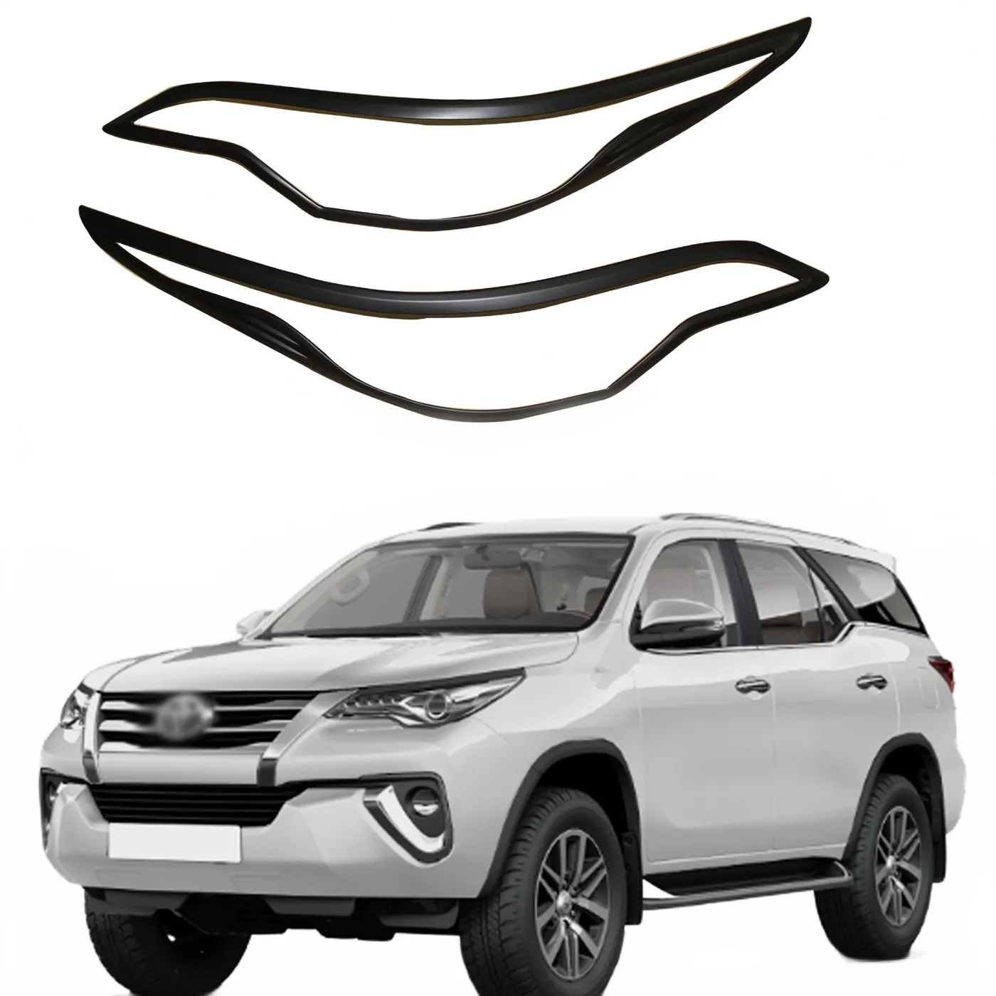 Matte Black Front Headlight Cover Trim Bezels for Fortuner 2016