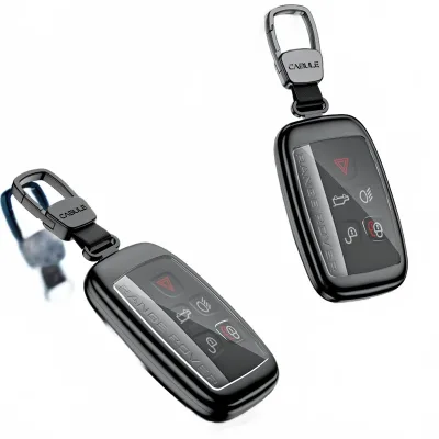 Full Coverage Zinc Alloy Key Fob Cover with Keychain Compatible with Land Rover Range Rover Discovery and Jaguar XJ Models Full Coverage Zinc Alloy Key Fob Cover with Keychain Compatible with Land Rover Range Rover Discovery and Jaguar XJ Models