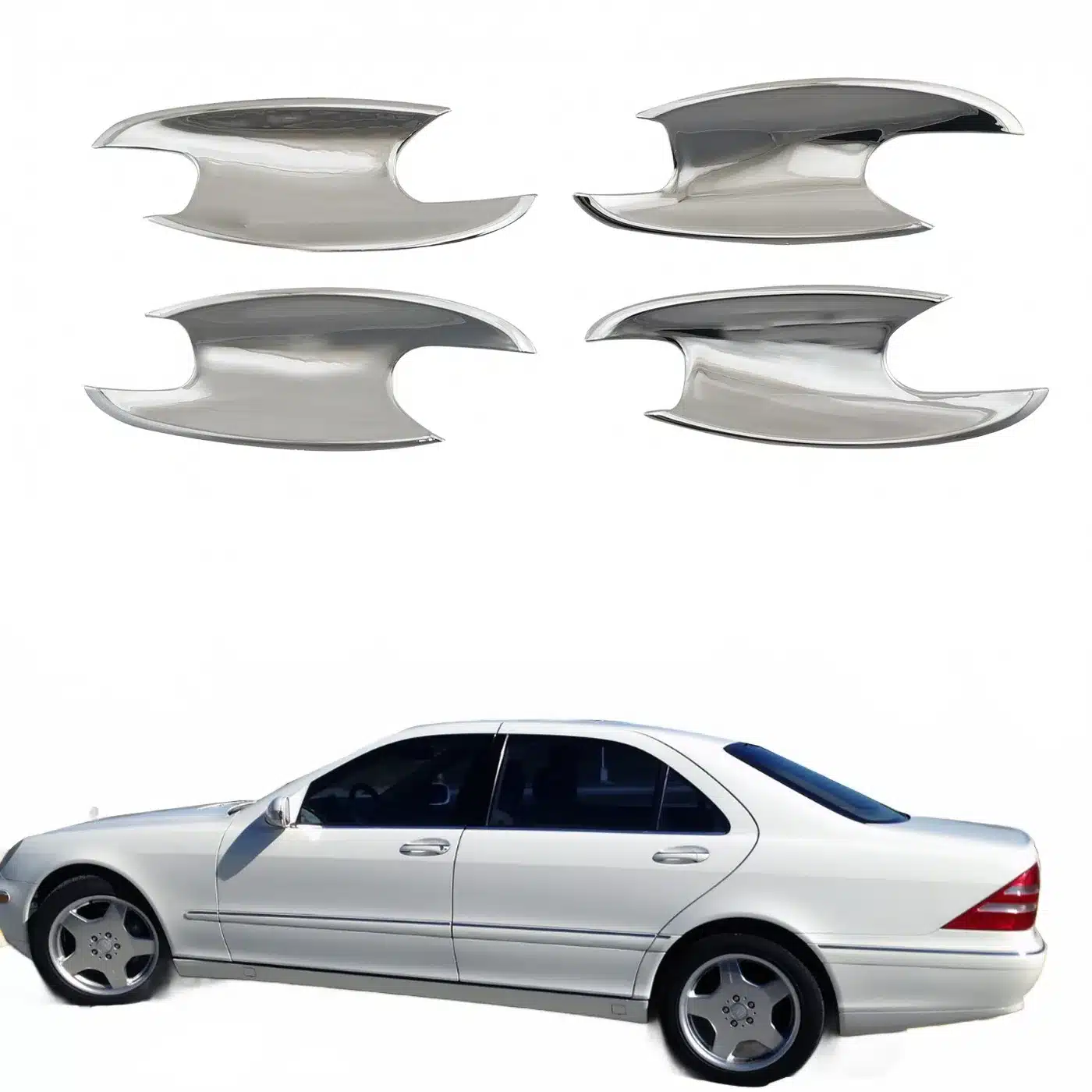 Chrome Exterior Door Handle Bowl Protector Trim Covers for Mercedes-Benz W211 E-Class W220 S-Class W203 C-Class B200