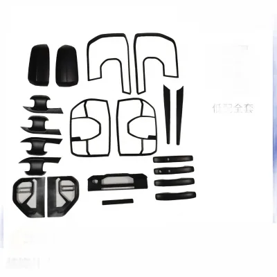 Matte Black Exterior Trim Kit for Ford Ranger T9 2022+ Pickup – Headlight Covers, Taillight Frames, and Door Handle Covers Matte Black Exterior Trim Kit for Ford Ranger T9 2022+ Pickup – Headlight Covers, Taillight Frames, and Door Handle Covers