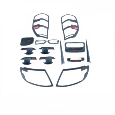 Matte Black Door Handle Cover and Headlight Trim Garnish for Ford Ranger T6 T7 T8 Exterior Styling Kit Matte Black Door Handle Cover and Headlight Trim Garnish for Ford Ranger T6 T7 T8 Exterior Styling Kit