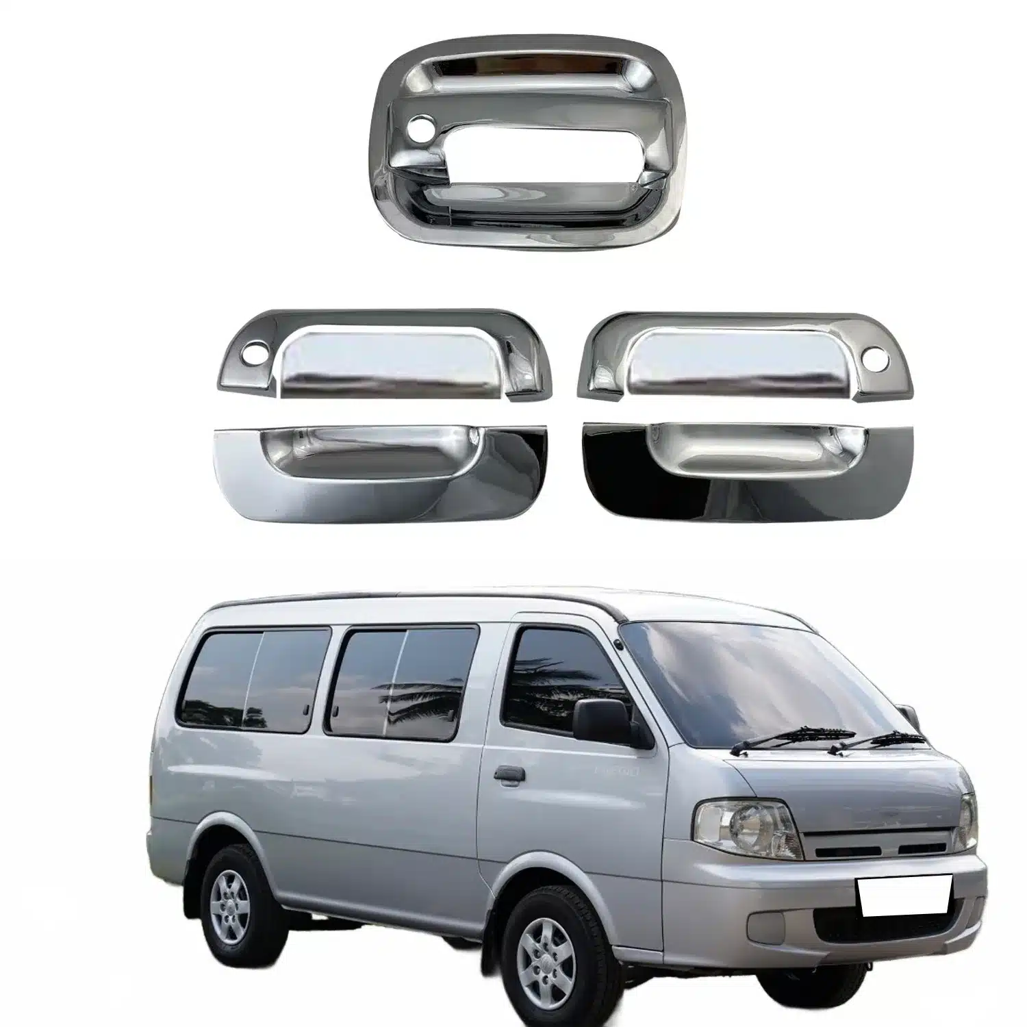 Chrome Exterior Door Handle Bowl Insert Cover Guards for Kia Pregio 1993-2004, ABS Electroplated Trim