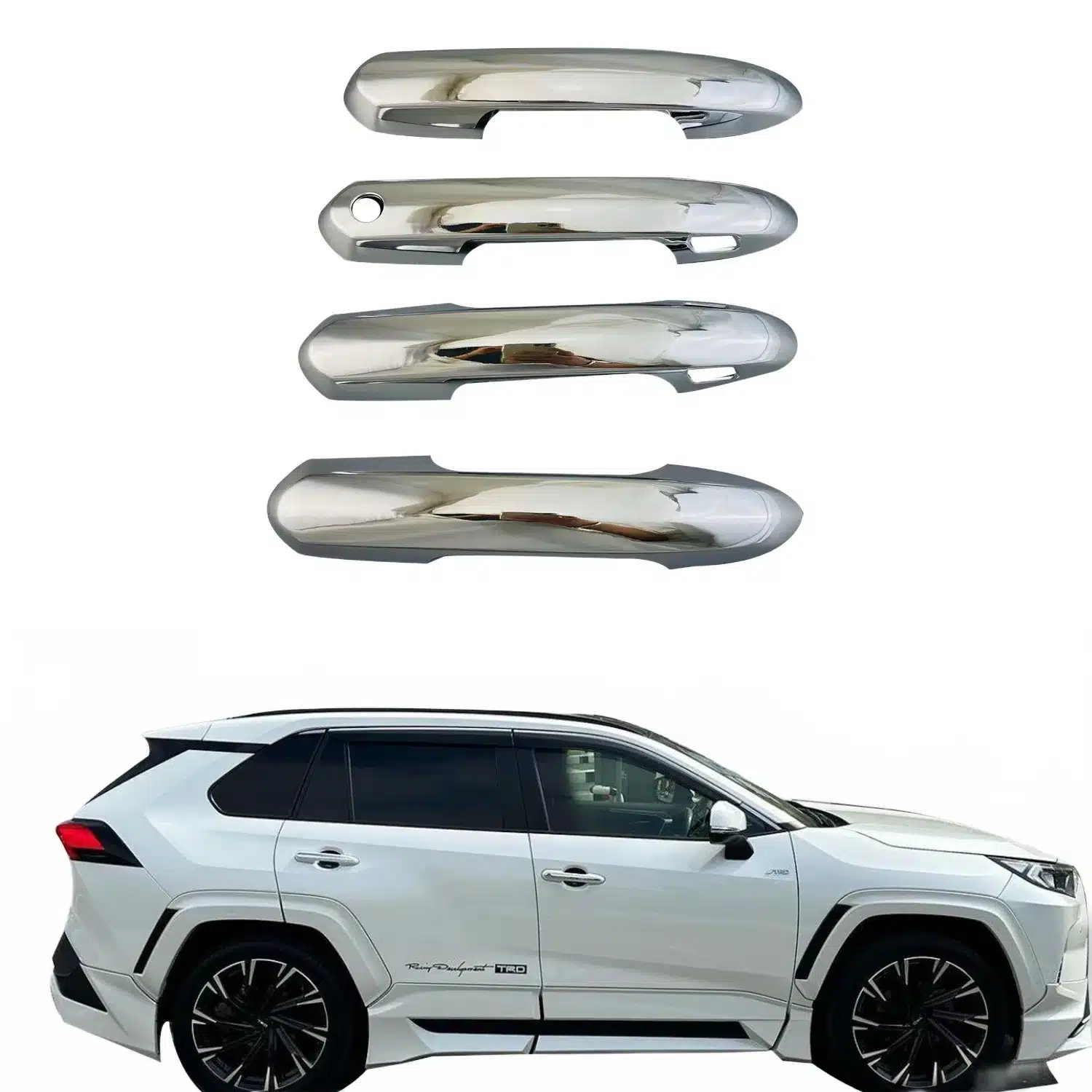 Chrome Exterior Door Handle Covers for Toyota RAV4 2019-2023 with Smart Keyhole Trim Decor