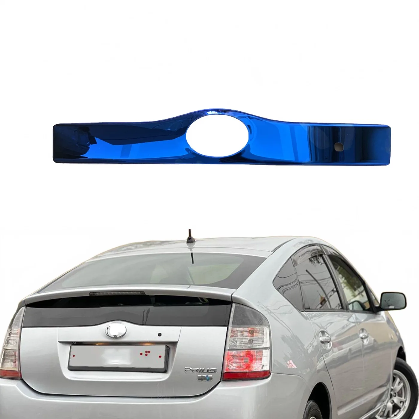 Stainless Steel Blue Rear Tailgate Garnish Trim for 2005-2010 Prius Corolla