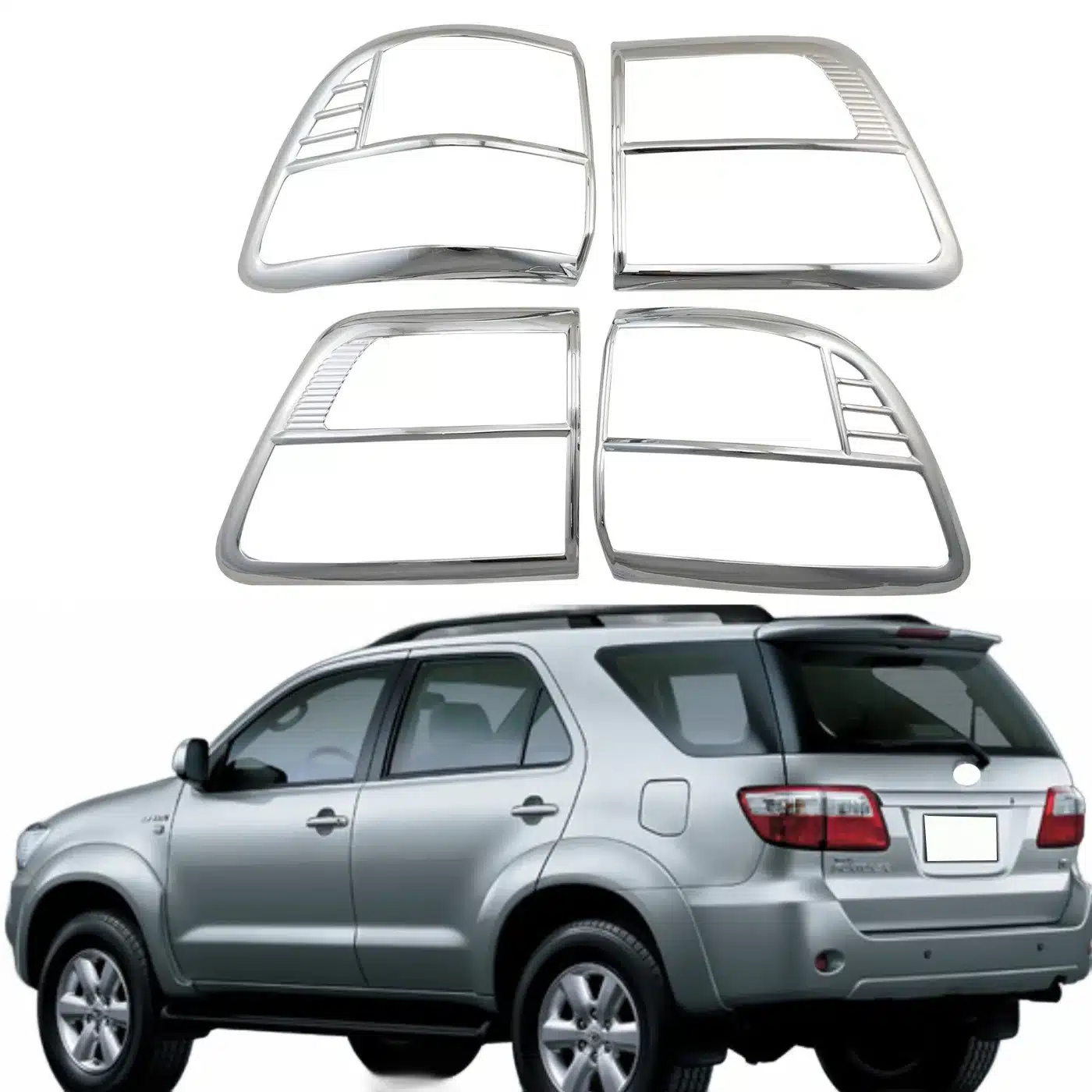 Chrome Rear Lamp Cover Trim for 2008 Toyota Fortuner Tail Light Guard Decoration