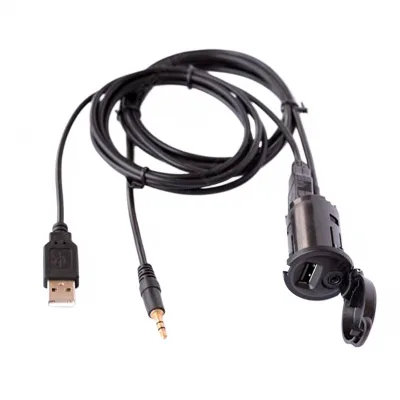 Armrest Box USB AUX Adapter Interface Socket with Cable for Peugeot Citroen