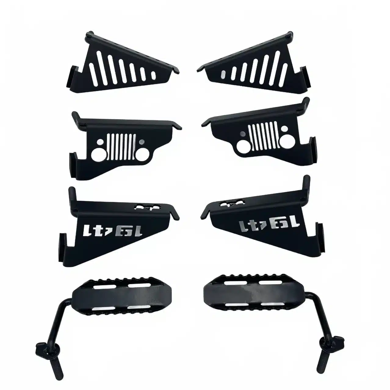 1941 Edition Door Hinge Foot Pedal Step Pegs for Jeep Wrangler JK JL 2007-2024, Matte Black Steel