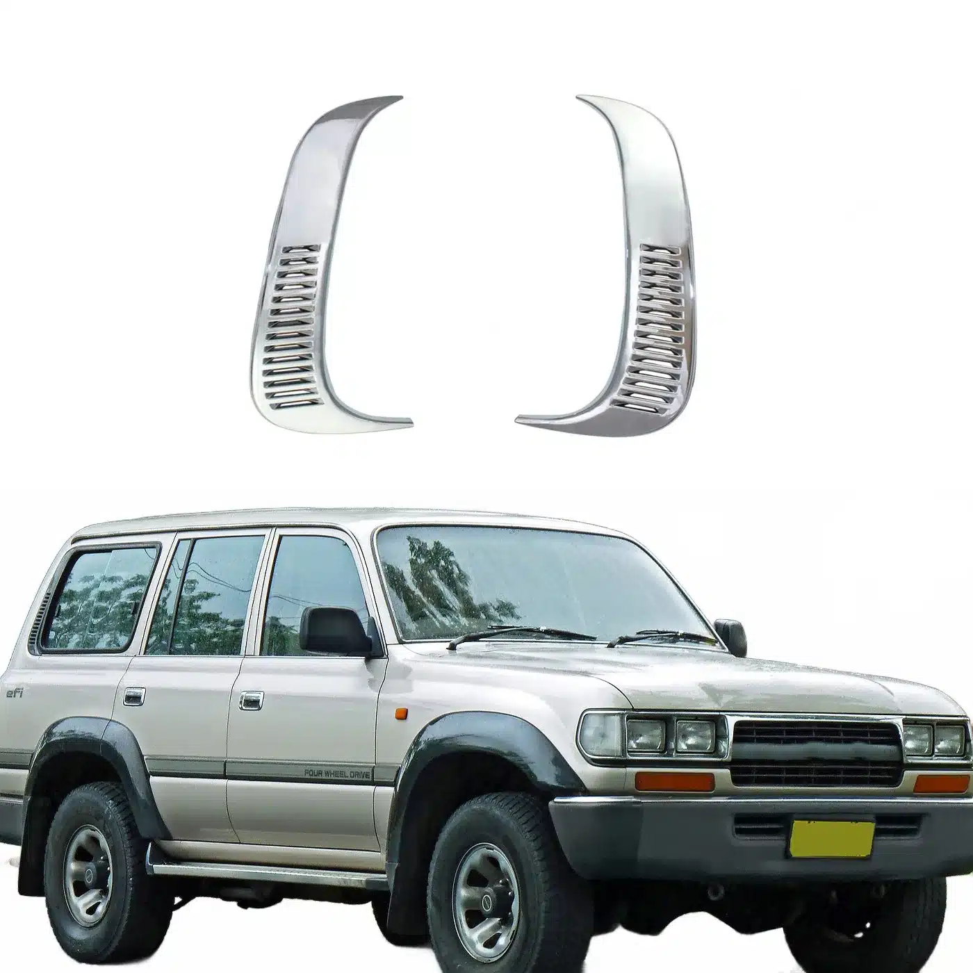 Fender Side Vent Grille Trim for Land Cruiser 4500 FJ80, ABS Chrome Silver Plated Exterior Decorative Air Intakes