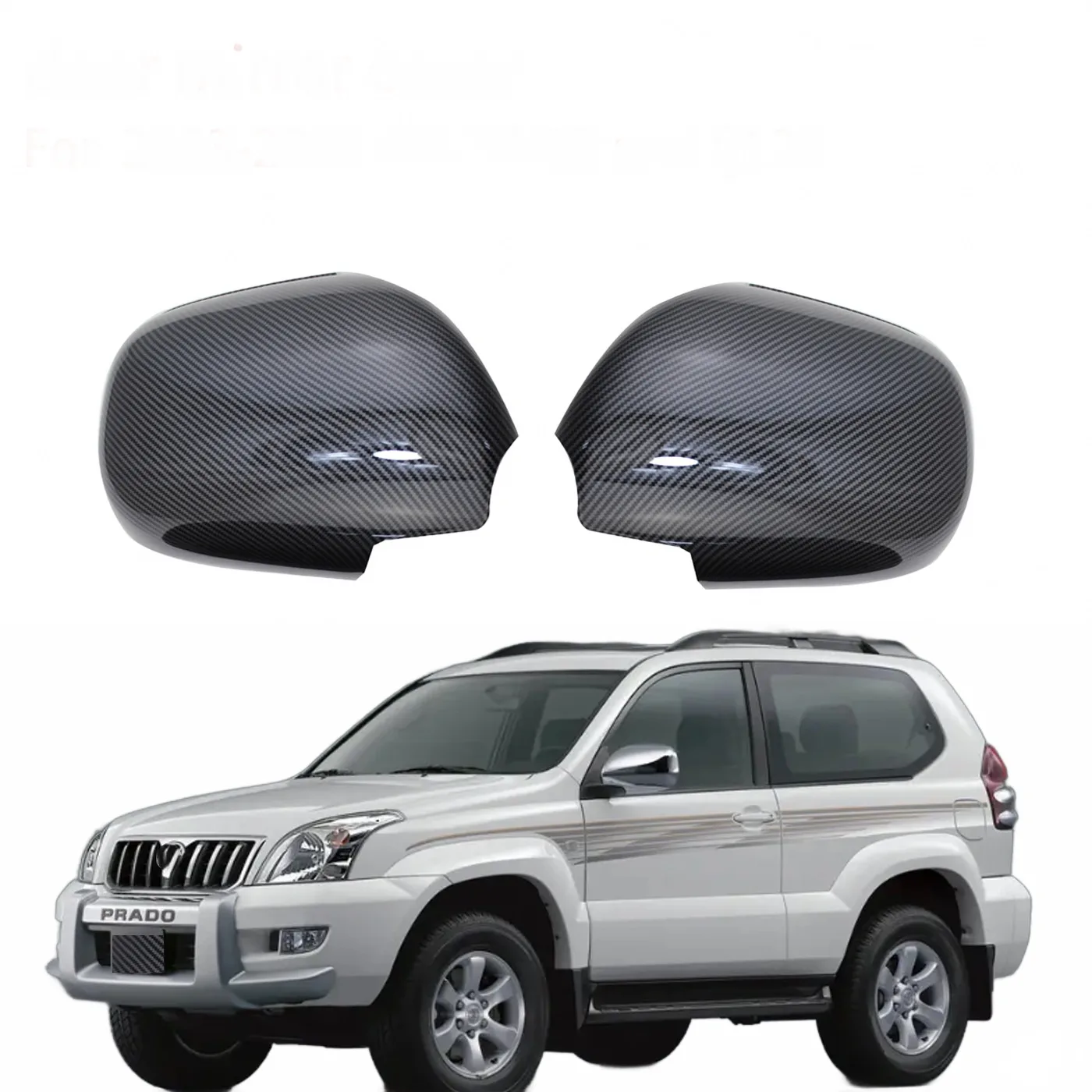 Carbon Fiber Style Rear View Mirror Covers for Toyota 4Runner Prado FJ120 Side Mirror Caps
