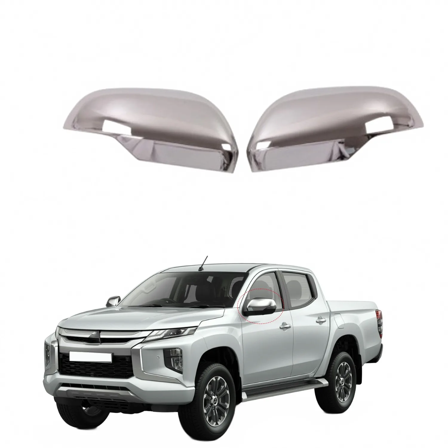 Chrome Side Rearview Mirror Covers for Mitsubishi Triton L200 2019-2022 Pajero Sport Montero Sport ABS Mirror Housing Protectors