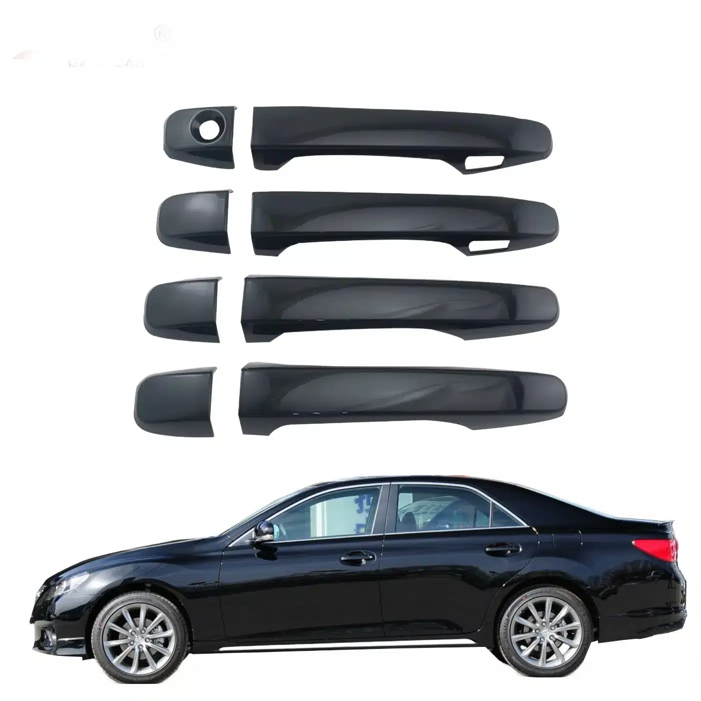 Gloss Black Door Handle Covers Trim Protection Plates for 2012 REIZ, ABS Construction