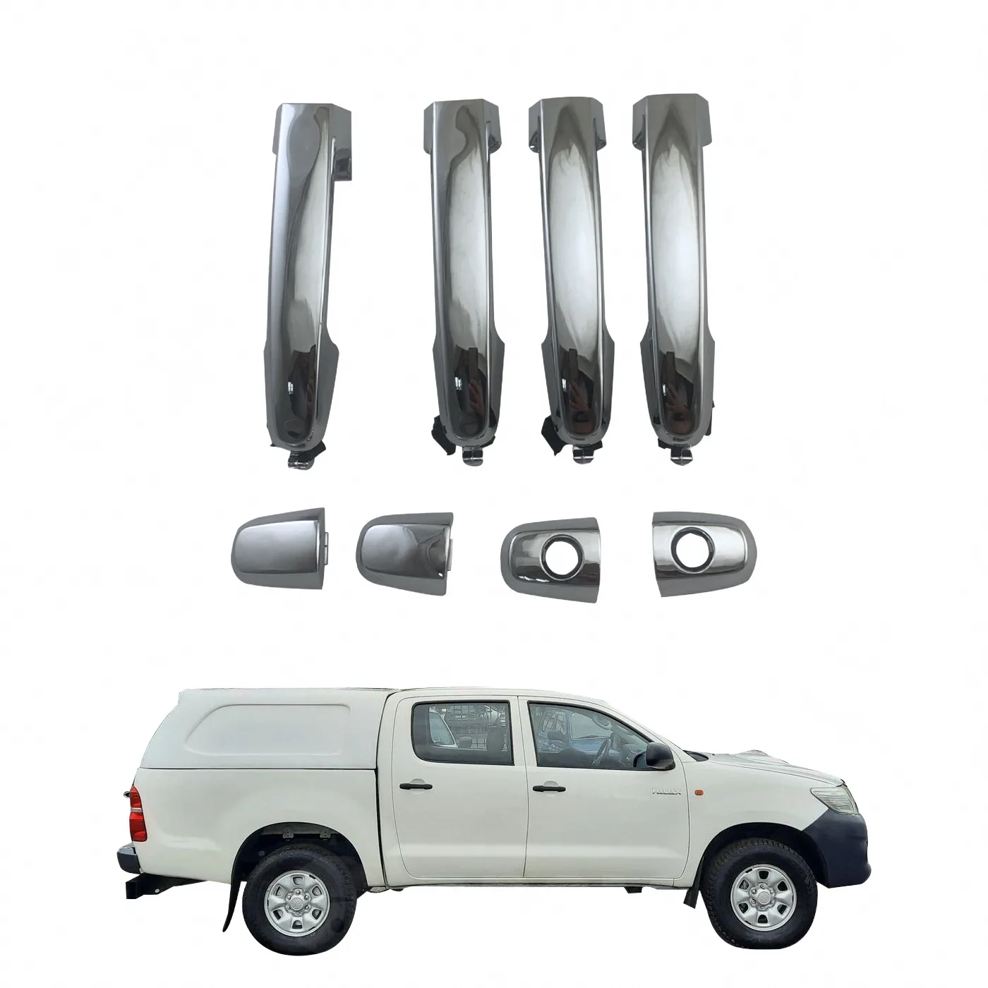Chrome Exterior Door Handle Assembly Replacement for 2005-2014 Toyota Hilux Vigo