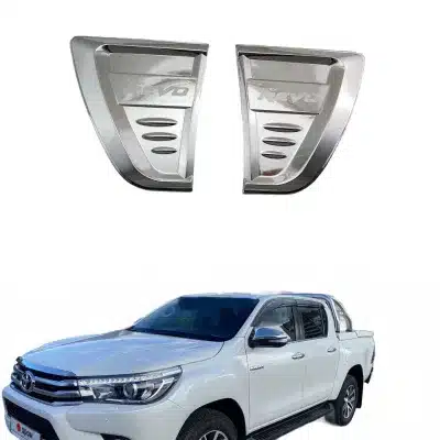 Side Fender Air Vent Trim Cover Chrome ABS Exterior Decoration Compatible with Toyota Hilux Revo 2016 Side Fender Air Vent Trim Cover Chrome ABS Exterior Decoration Compatible with Toyota Hilux Revo 2016