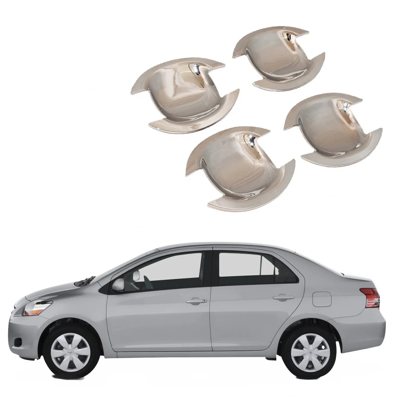 Chrome Exterior Door Handle Bowl Cover Trim for Toyota Vios 2008 and Yaris Sedan Accessories