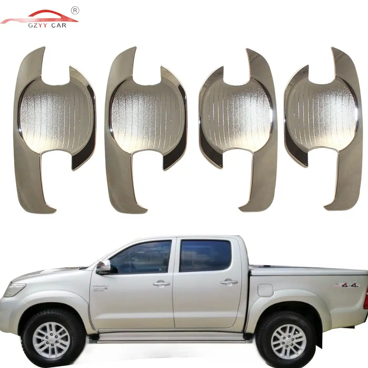 Chrome Plated Door Handle Bowl Covers for Toyota Hilux Vigo 2005-2012, Exterior Protective Trim Accents