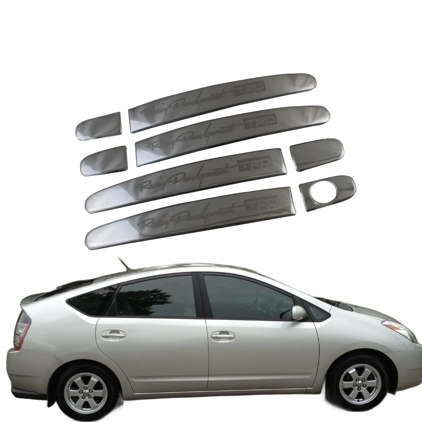 Stainless Steel Silver Exterior Door Handle Covers for Toyota Prius 2005-2008 4pcs Set