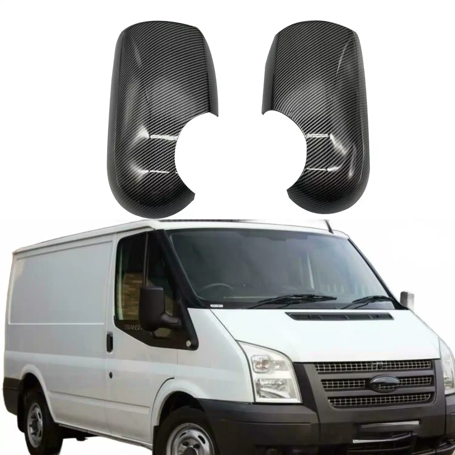 Rearview Side Mirror Caps Cover Carbon Fiber Style for Ford Transit 2004-2014 Left Right Pair