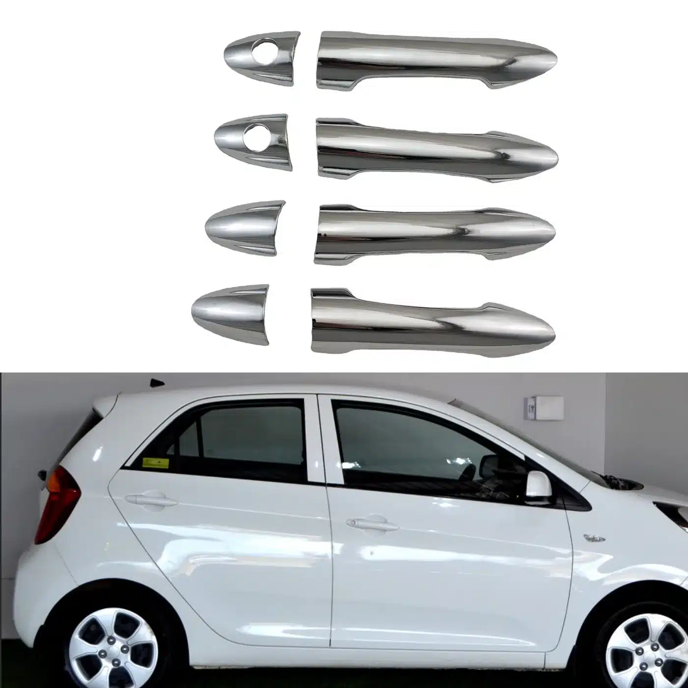 Chrome Exterior Door Handle Covers Trim for 2011-2016 Kia Picanto Morning