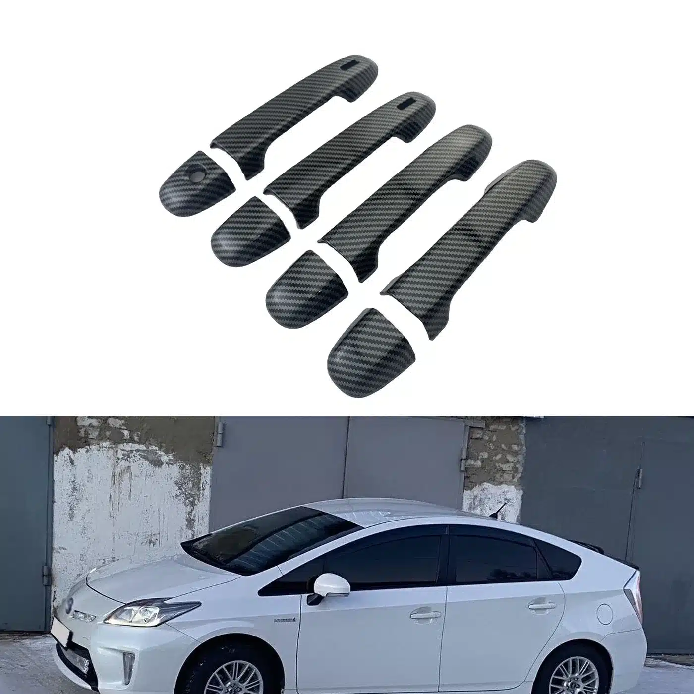 Carbon Fiber Texture Exterior Door Handle Covers for 2015-2019 Toyota Prius C Aqua Vitz NHP10