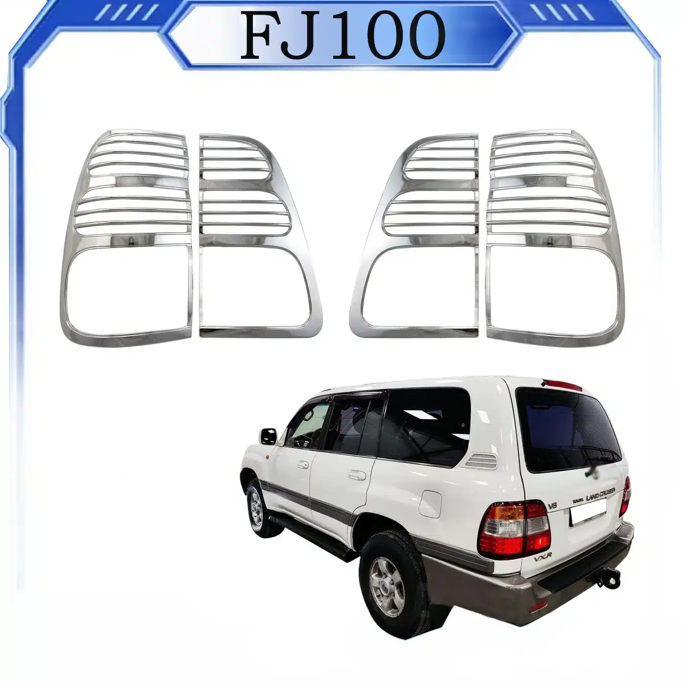 Rear Tail Light Covers Chrome Plated Trim Guards for Toyota Land Cruiser 100 Series 1998-2005