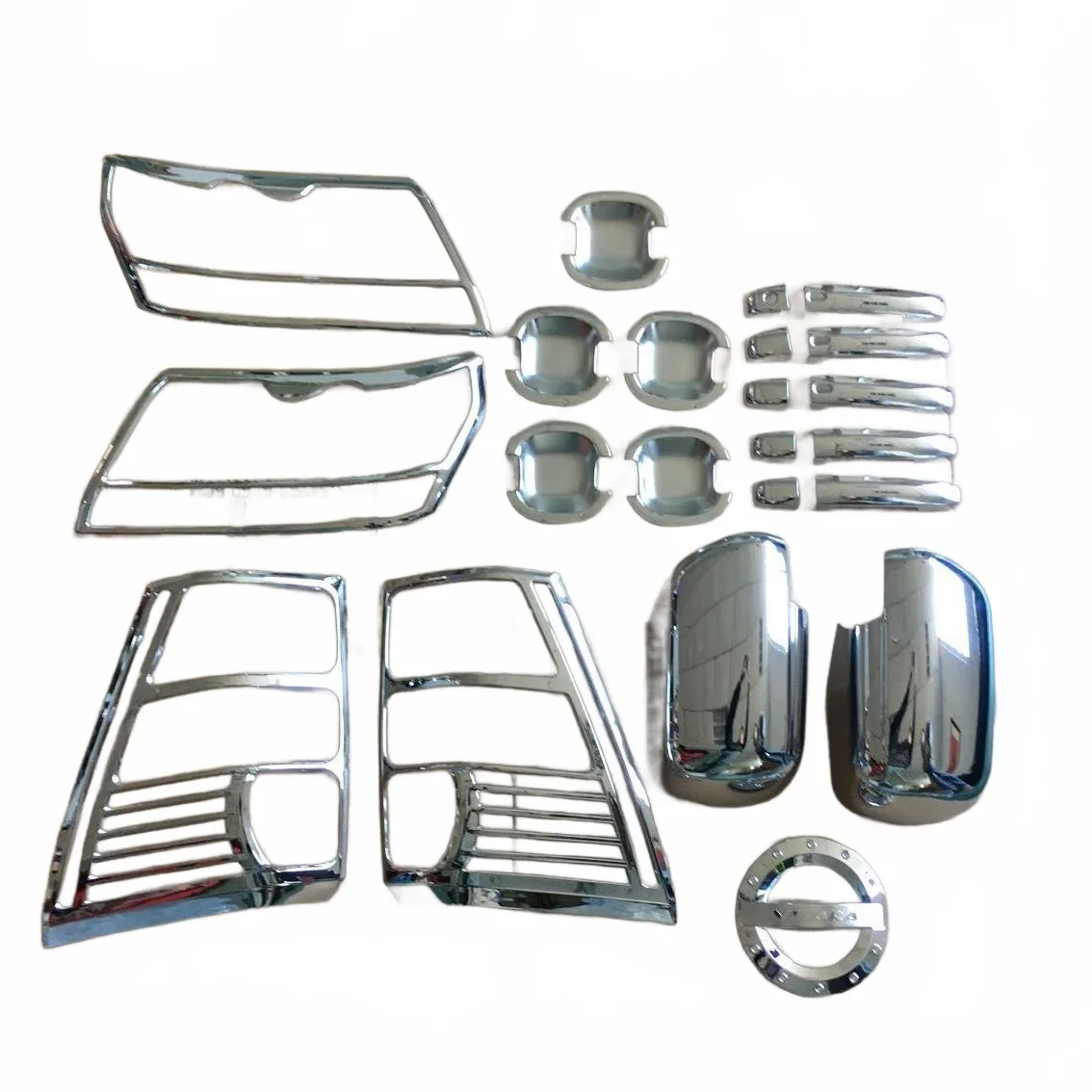 Chrome Exterior Trim Kit for Suzuki Vitara 2008 – Door Handle Covers, Bowl Inserts, Mirror Covers, and Lamp Housing Set