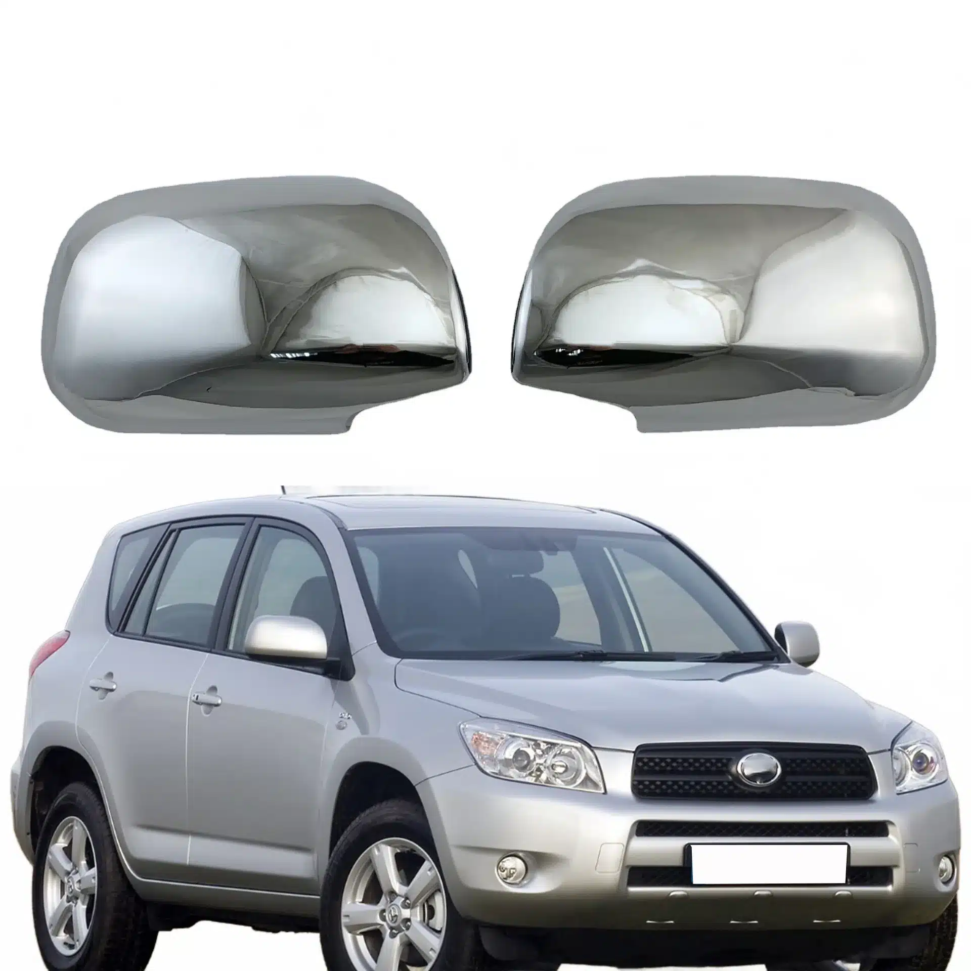 Side View Mirror Cover Protectors, Chrome Plated Full Wrap Rearview Mirror Housing for Toyota RAV4 2006-2013