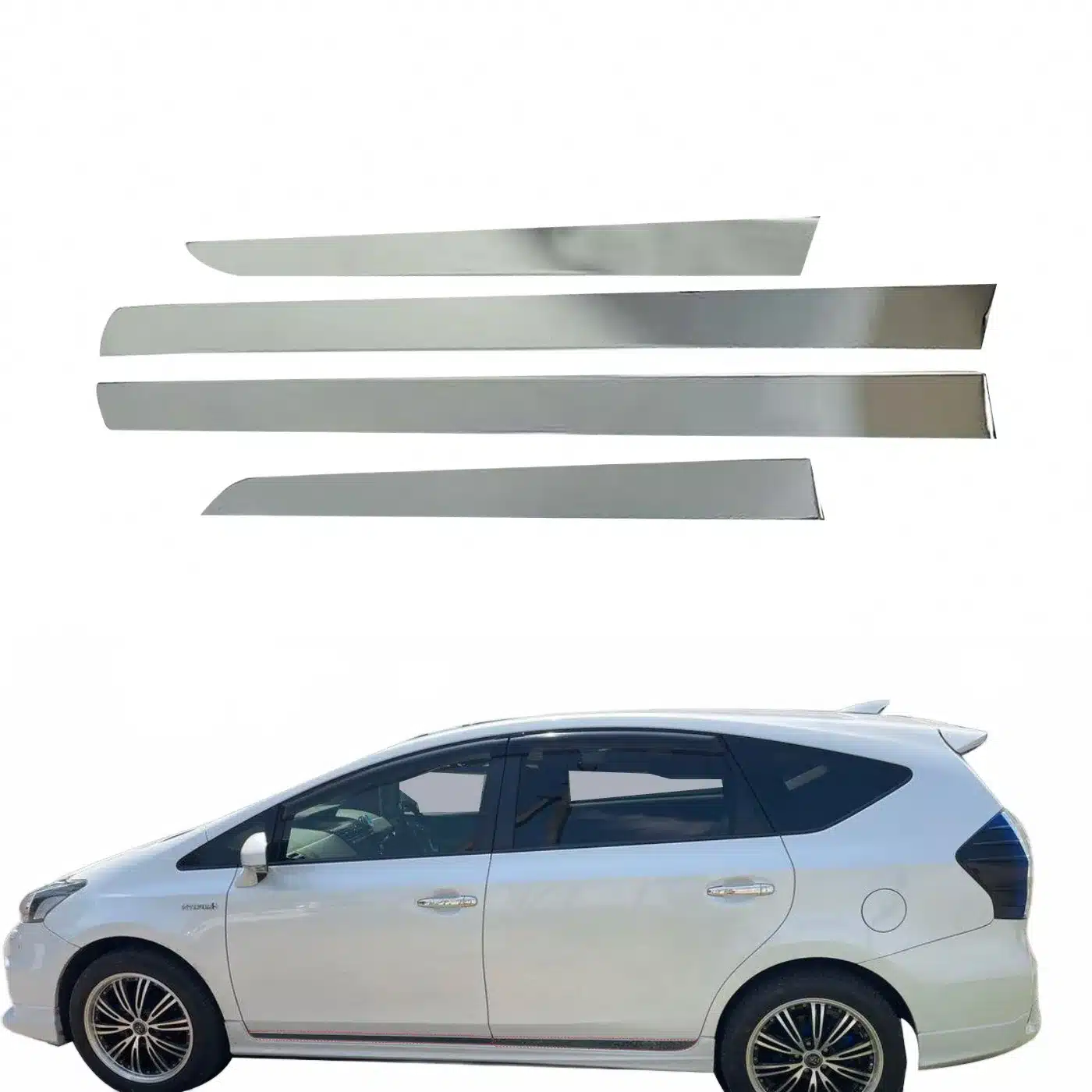 Stainless Steel Car Side Door Trim Strip for Toyota Prius v 2012-2017 Body Molding Protector