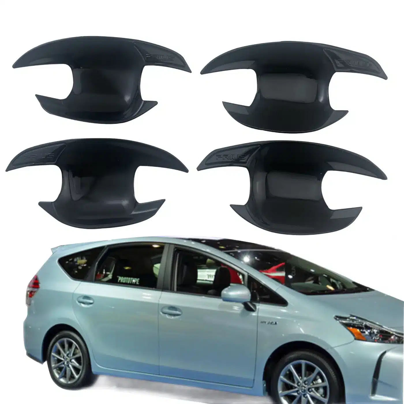 Carbon Fiber Texture Door Handle Bowl Cover Trim for Toyota Prius ZVW30 2010-2015