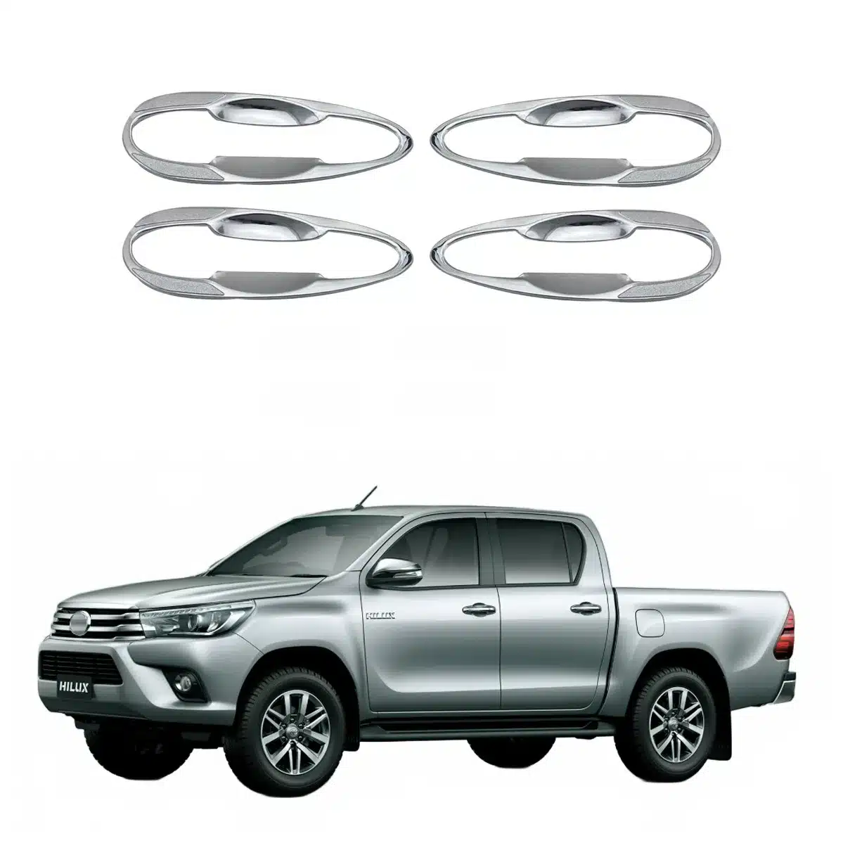 Matte Black Door Handle Bowl Trim Covers for Toyota Hilux Revo and Fortuner 2016-2025
