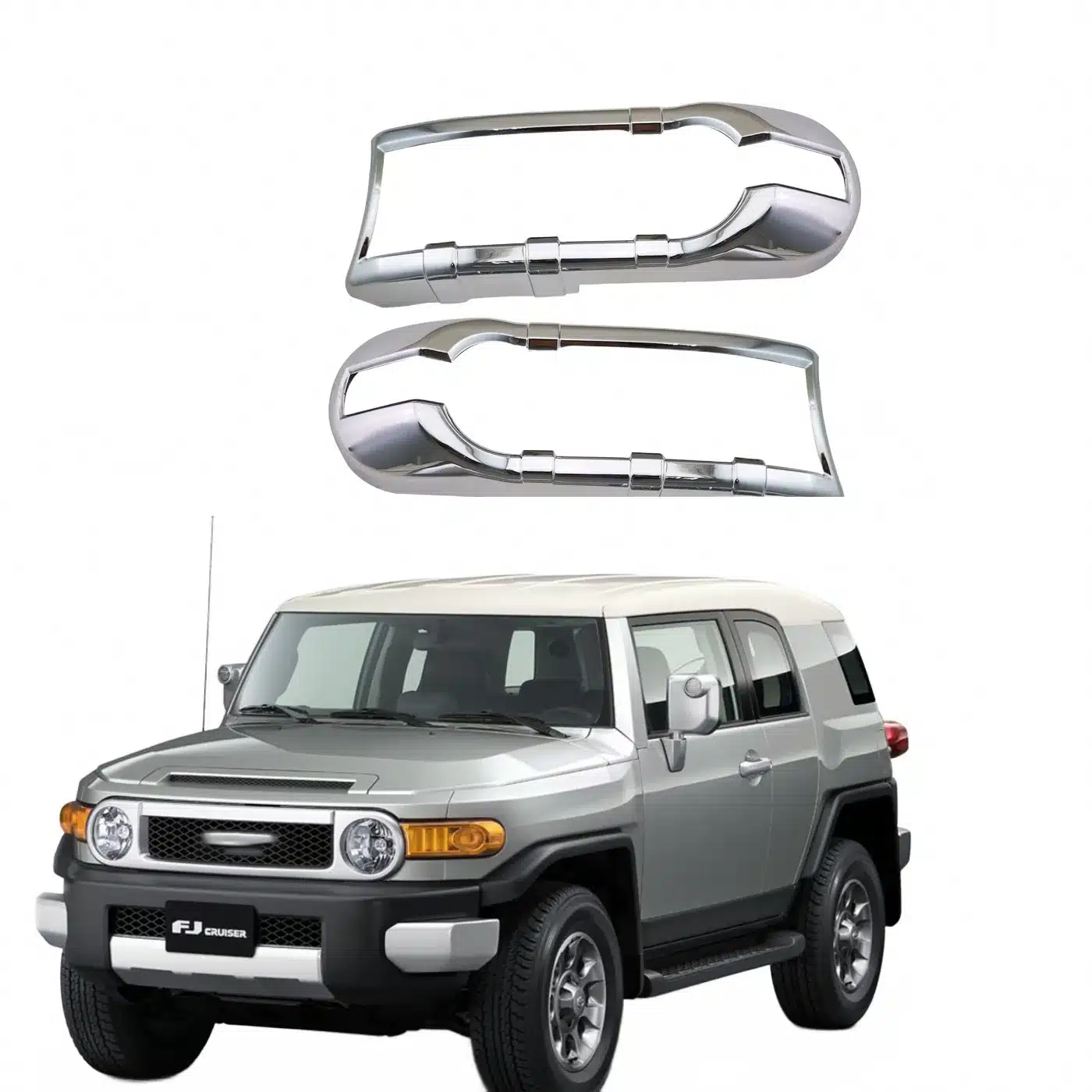 Front Headlight Cover Trim for Toyota FJ Cruiser, Chrome ABS Headlamp Bezels Frame