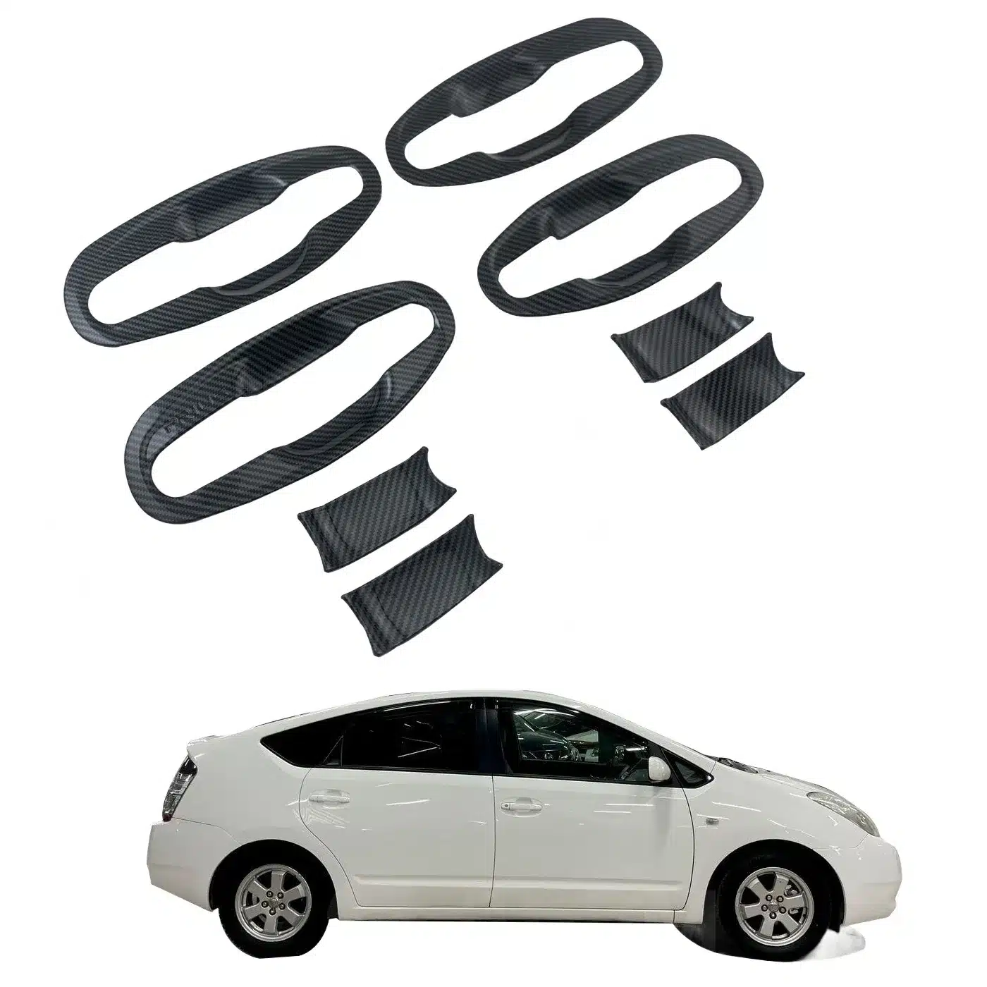 Carbon Fiber Texture Door Handle Bowl Cover Trim for 2005-2009 Toyota Prius NHW20