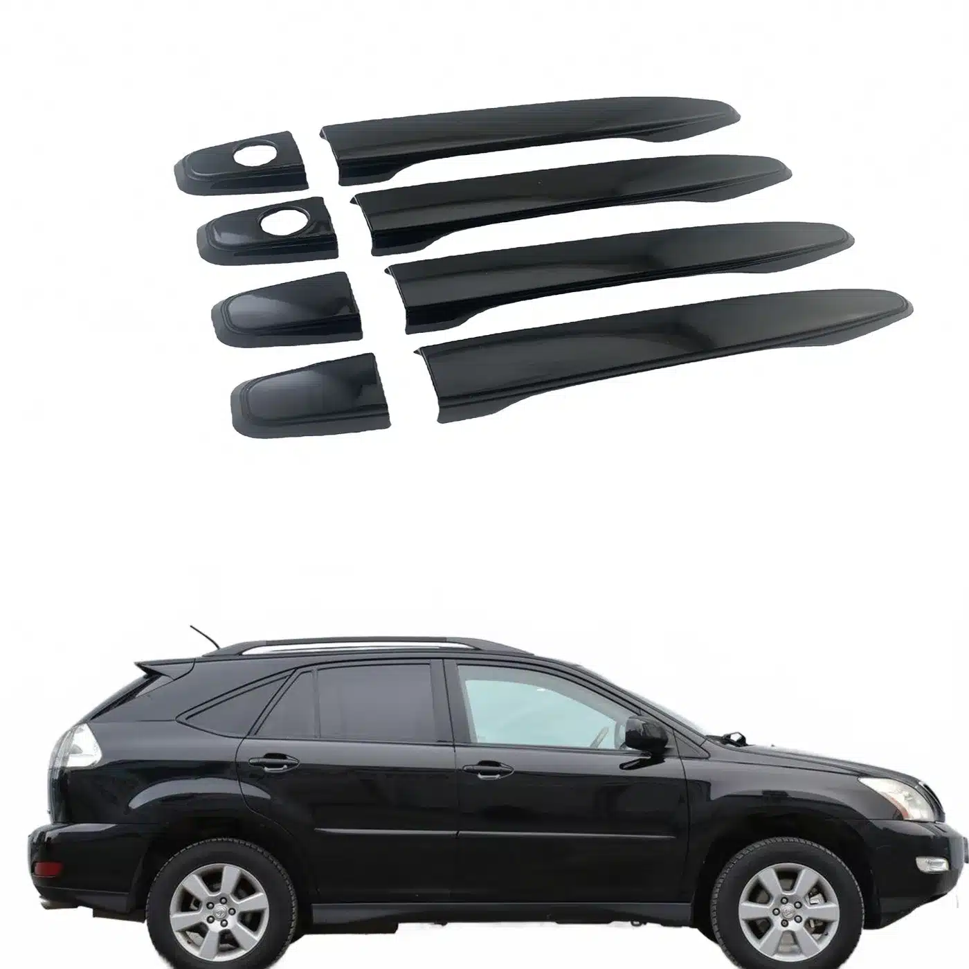 Gloss Black Exterior Door Handle Covers Trim for Lexus RX330 RX450h 2003-2008