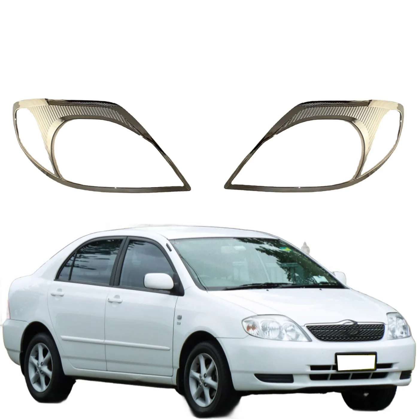 Front Headlight Lens Cover Assembly with Chrome Garnish Trim for 2001 Toyota Corolla