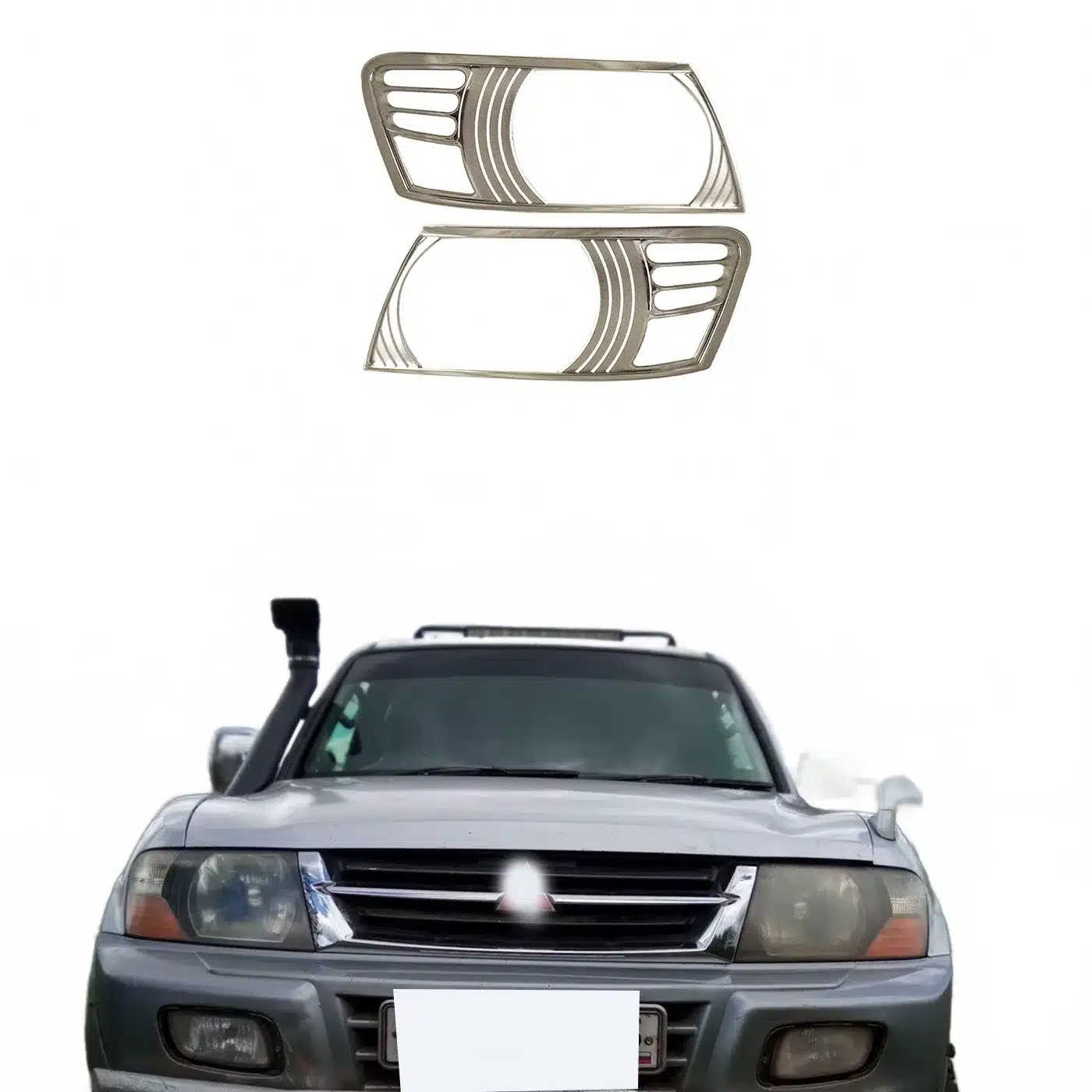 Front Headlight Bezel Cover Trim Chrome Housing for Mitsubishi Pajero V73 2001-2008