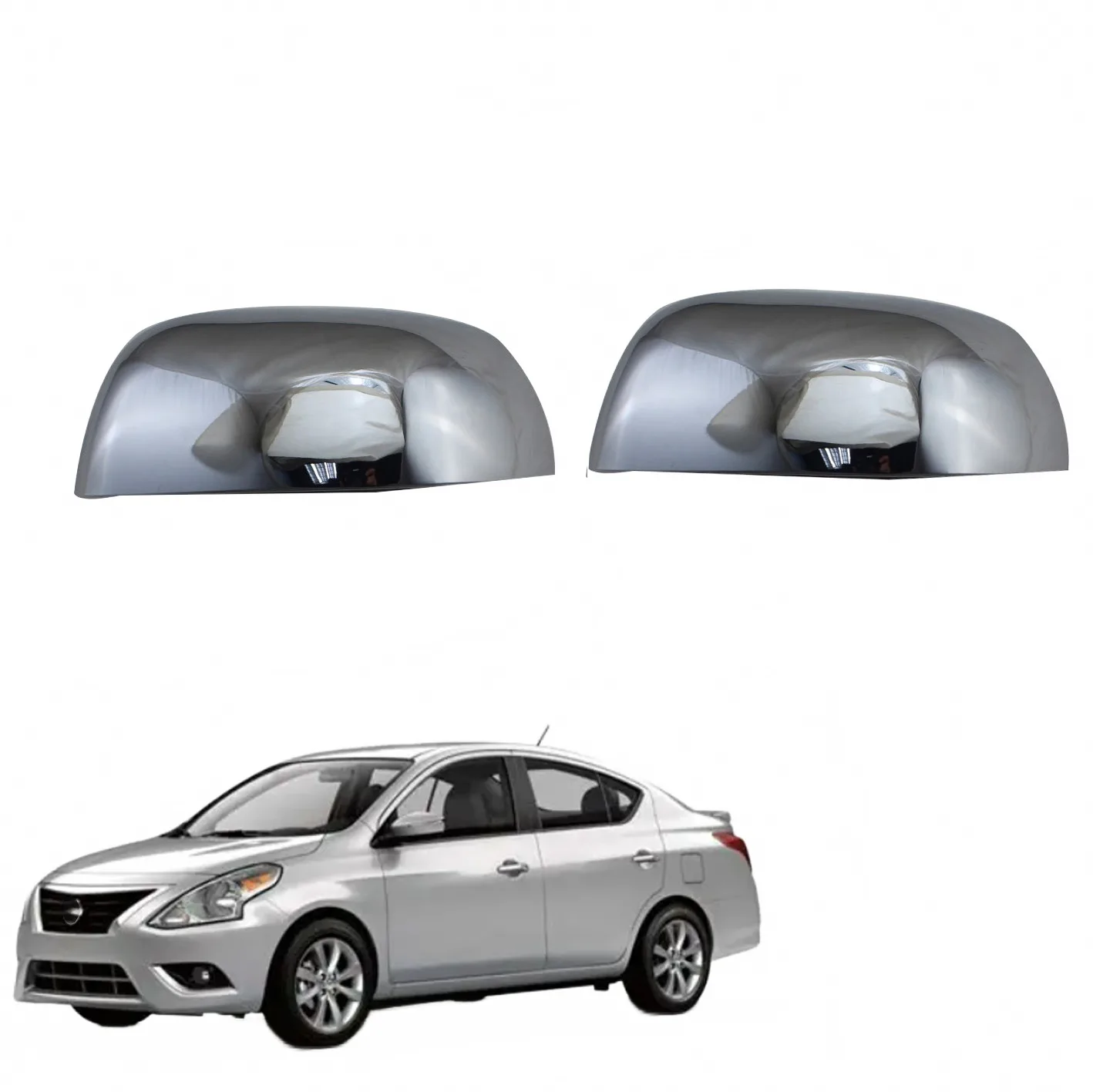 Pair Door Rearview Mirror Covers Replacement Caps for Nissan Sunny 2009-2019