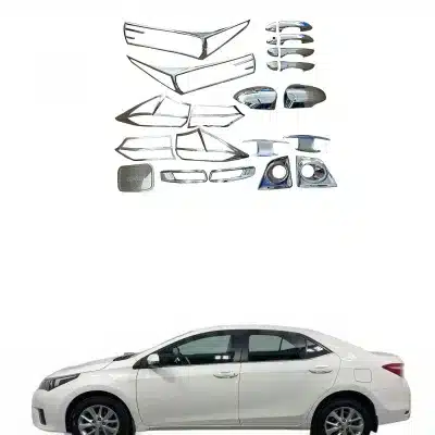 Chrome Exterior Trim Kit for 2014 Toyota Corolla Altis including Door Handle Covers and Side Mirror Caps Chrome Exterior Trim Kit for 2014 Toyota Corolla Altis including Door Handle Covers and Side Mirror Caps