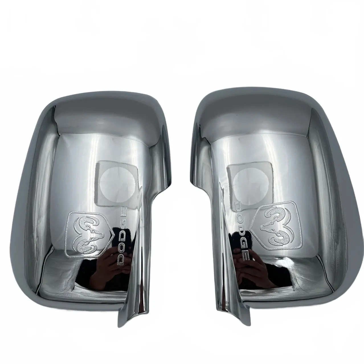 Chrome Side View Mirror Covers Pair with Logo for Dodge Journey 2009-2020, ABS Plating