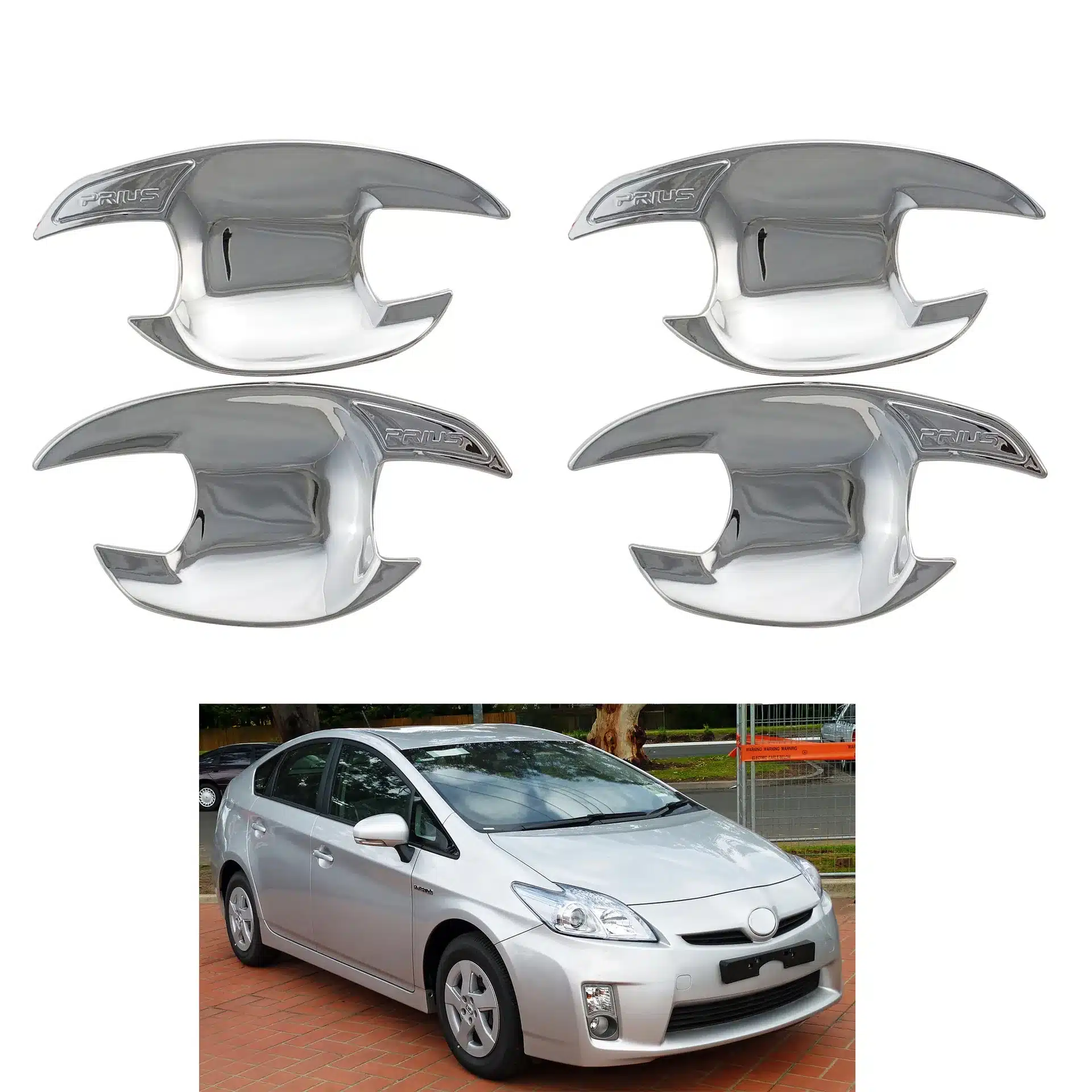 Chrome Exterior Door Handle Bowl Cover Trim for Prius 30 2012