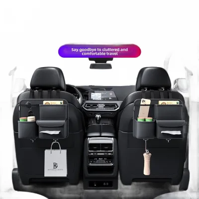Universal Car Back Seat Organizer Multi-Pocket Storage Bag with Integrated Tissue Box Holder