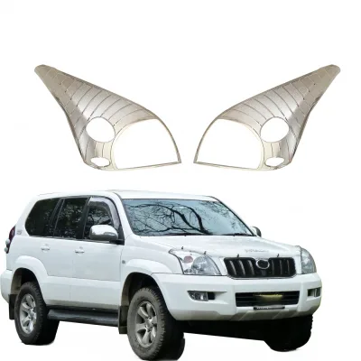 Front Headlight Bezels Cover Chrome ABS Trim compatible with Toyota Prado 2700 FJ120 2003-2009 Front Headlight Bezels Cover Chrome ABS Trim compatible with Toyota Prado 2700 FJ120 2003-2009