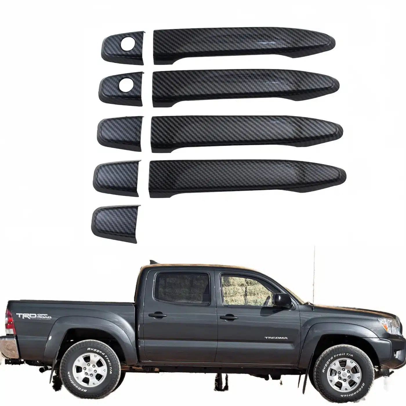 Carbon Fiber Style Door Handle Covers for 2005-2015 Toyota Tacoma Exterior Trim Accents