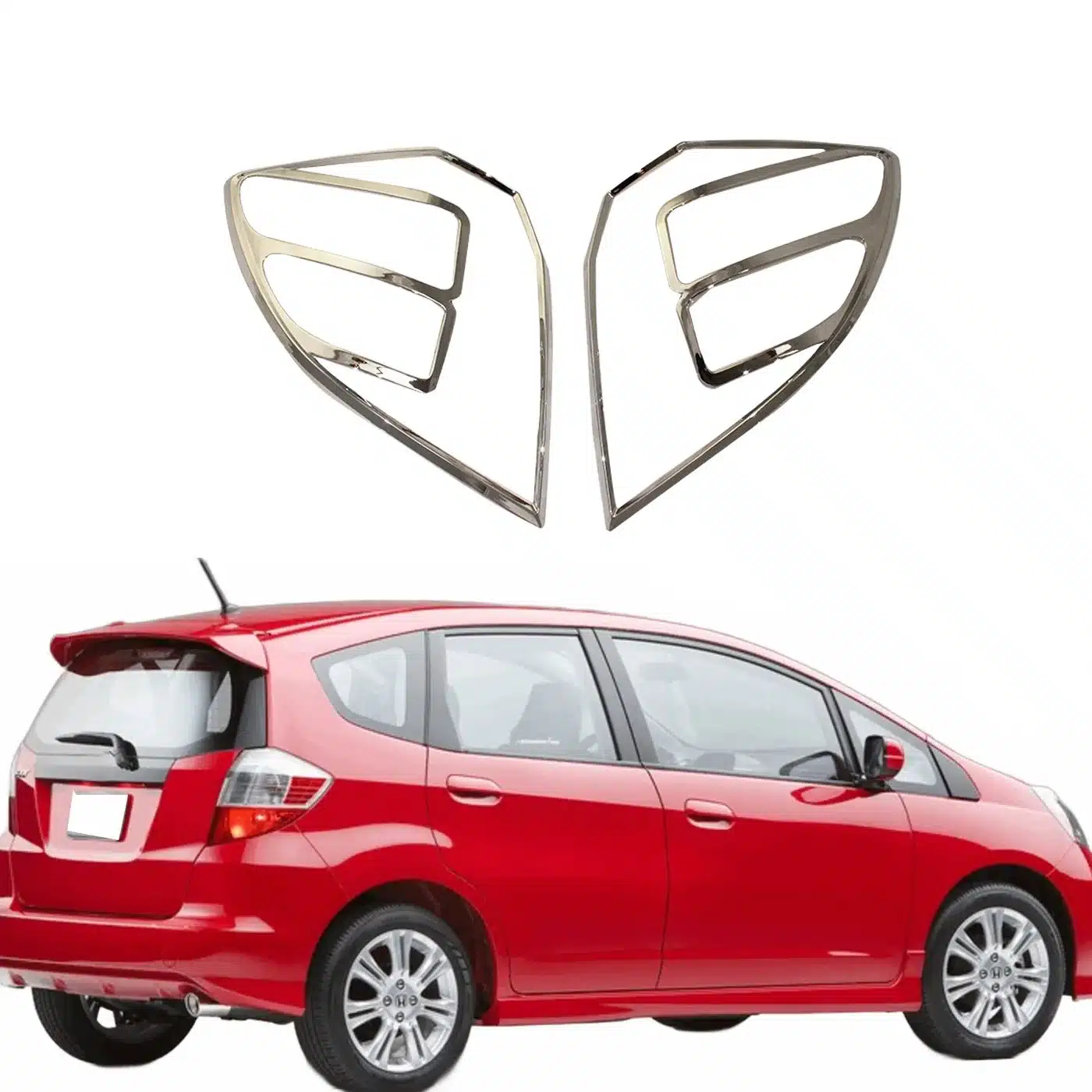Rear Tail Light Cover Trim for Fit Jazz 2008, Chrome ABS Exterior Tail Lamp Frame Decoration