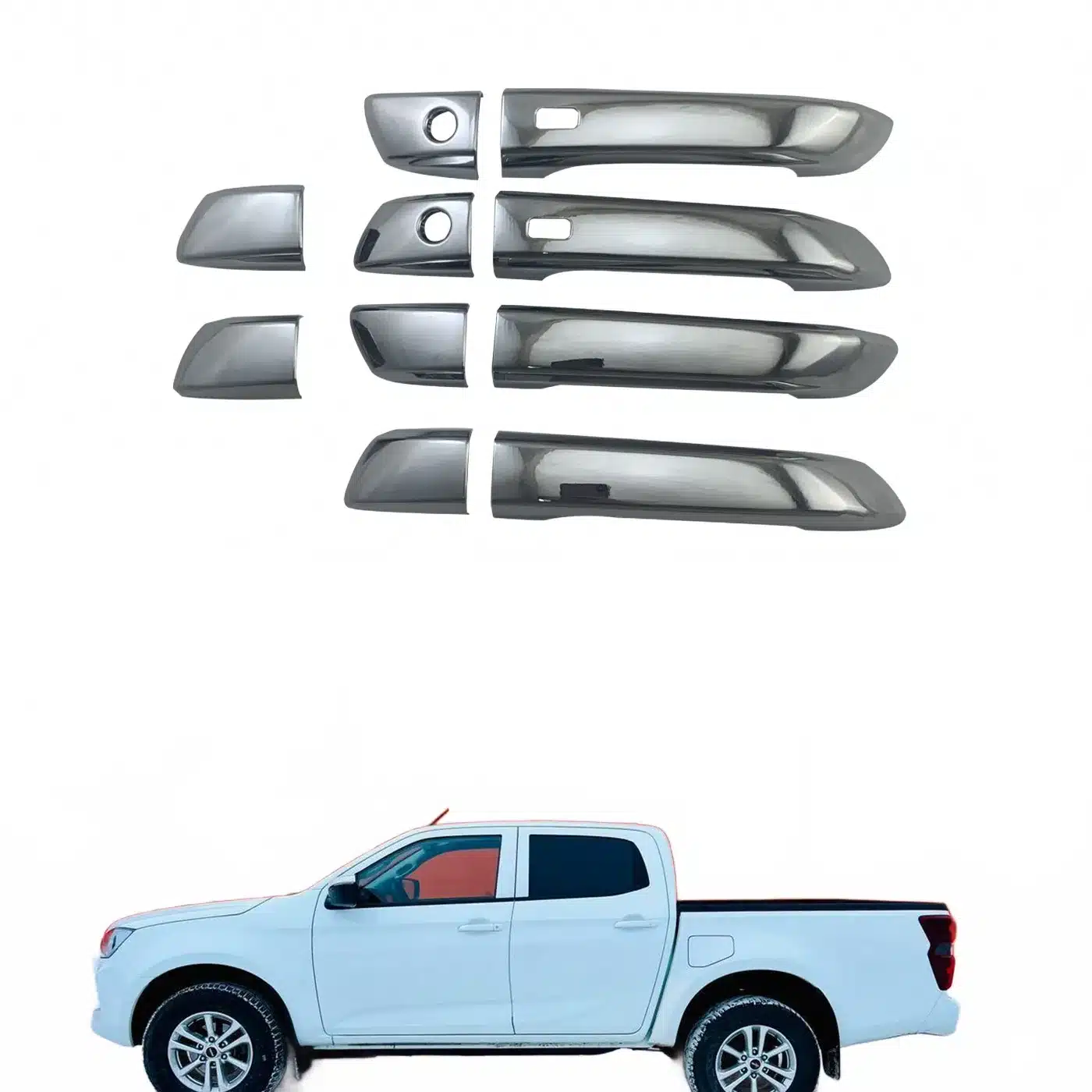 Chrome Exterior Door Handle Cover Trim for 2021 Isuzu D-MAX Pickup Truck