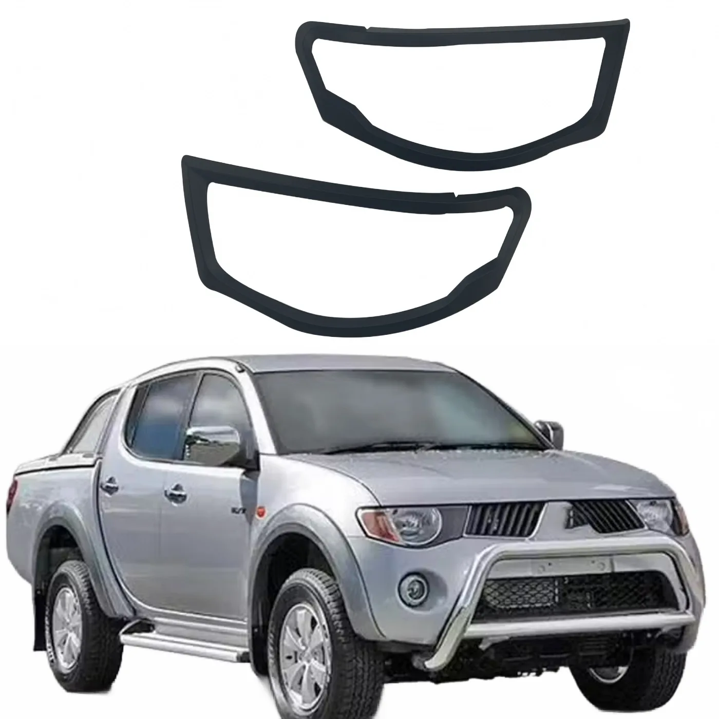 Chrome ABS Front Headlight Cover Trim for Mitsubishi Triton L200 4th Gen 2005-2011