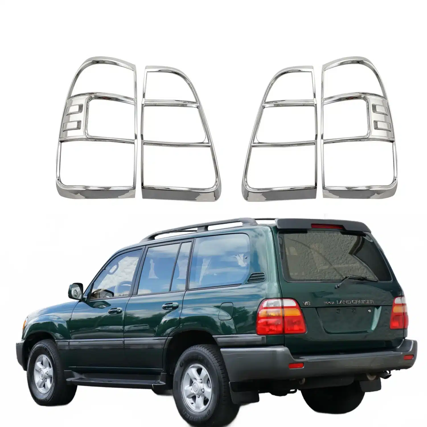 Chrome Rear Taillight Frame Cover Trim for Land Cruiser FJ100 2006-2007 Models